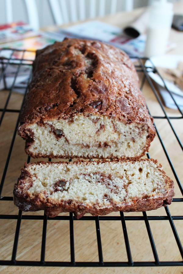 12 Days of Christmas Baking - Day 10: Eggnog Cinnamon-Nut Bread via design. bake. run.