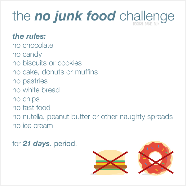 No Junk Food Challenge via design. bake. run.