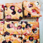 one tin bakes -- cherry olive oil cake