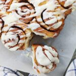 fluffy cinnamon rolls with eggnog frosting