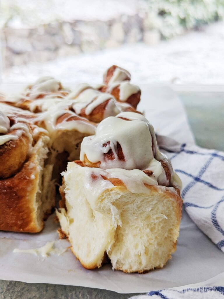 12 days of christmas baking -- cinnamon rolls with eggnog frosting