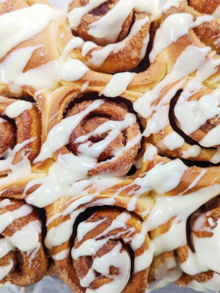 Cinnamon Rolls with Eggnog Drizzle