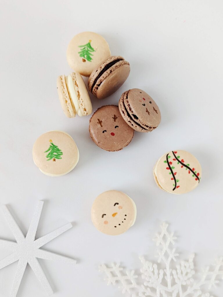 12 days of christmas baking, day 2: assorted french macarons: egg nog & chocolate