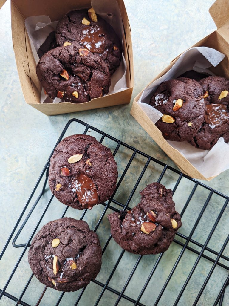 double chocolate almond cookies